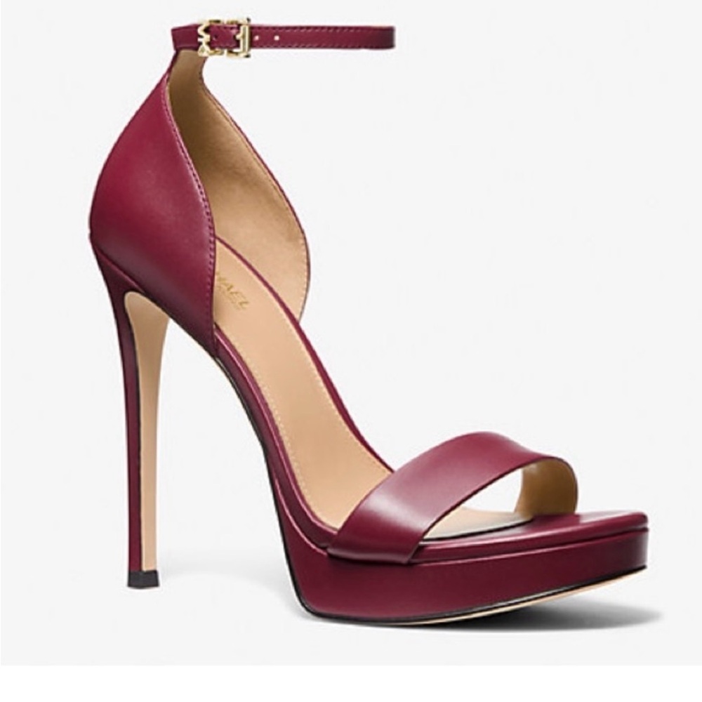 Michael Kors Burgundy Platform Heels with Ankle Strap